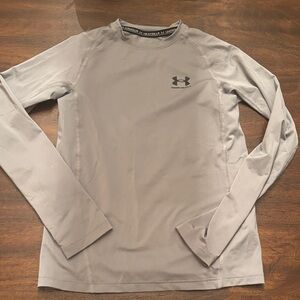 Under Armour Boys Light Gray Long Sleeve Tee